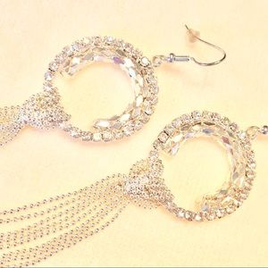 EARRINGS - silver / rhinestone💎circular / tassel